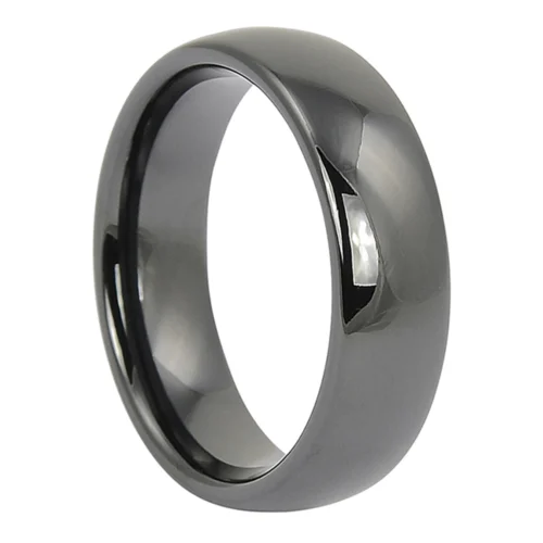 High Polished Black Ceramic Ring
