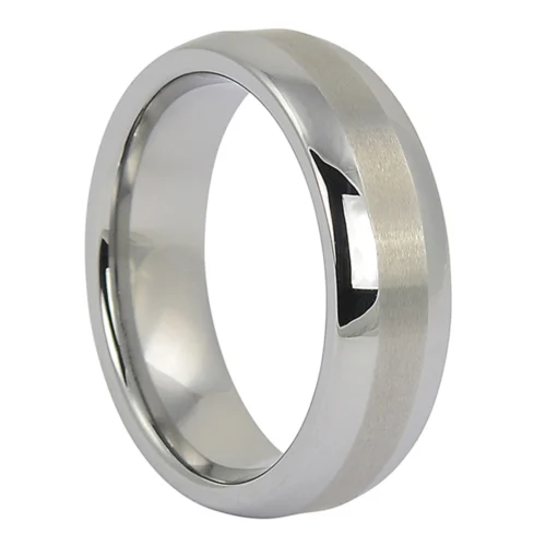 Versatile Tungsten Carbide Ring with Polished Edges and Satin Centerline