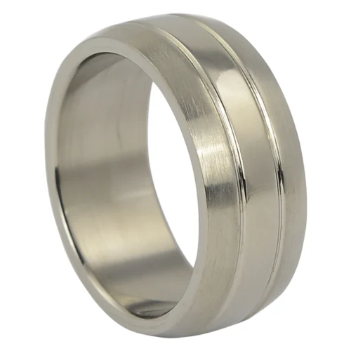 Stunning Titanium Ring with Polished Centreline and Satin Brushed Edges
