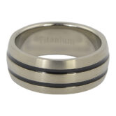 ITR 044 Titanium Mens Ring with Dual Black Inlay 2