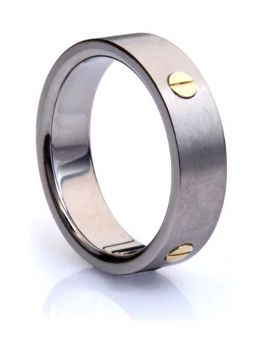 Titanium Ring with Gold Screw Detailing