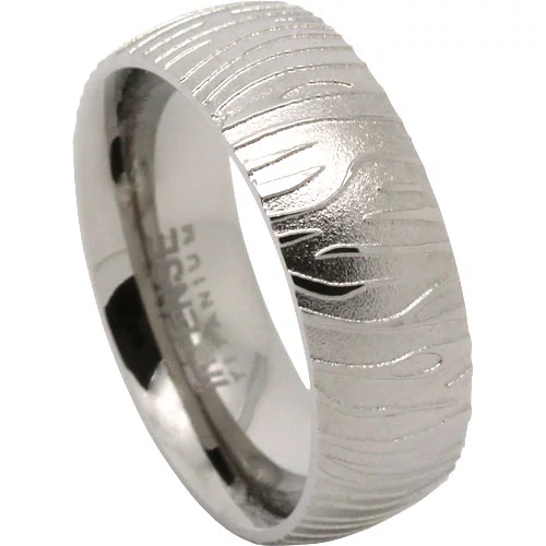 Fierce & Unique "Skinz" Titanium Ring with Carved Tiger Stripes