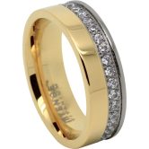 ITR-0701-GOLD TITANIUM 6MM RING WITH SIMULATED DIAMONDS-video