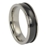 ITR 072 Mens Titanium Ring With Wide Black Centerline