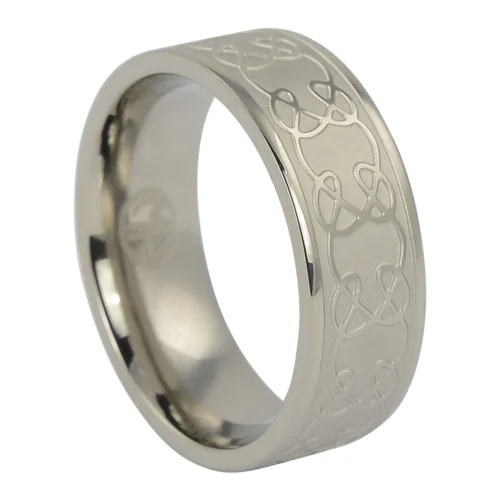 Titanium Celtic Ring with Brushed Finish and Polished Edges