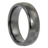 CCR 004 Mens Black Ceramic Ring with Chequered Pattern
