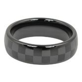 CCR 004 Mens Black Ceramic Ring with Chequered Pattern 2
