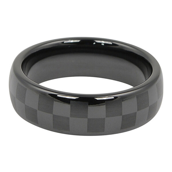 CCR-004-Mens Black Ceramic Ring with Chequered Pattern-2 ccr-004-mens-black-ceramic-ring-with-chequered-pattern-2