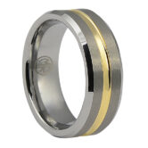 FTR 033 Tungsten Mens Wedding Ring With Gold 3