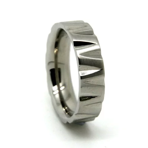 Mens Steel Ring with Unique Edge