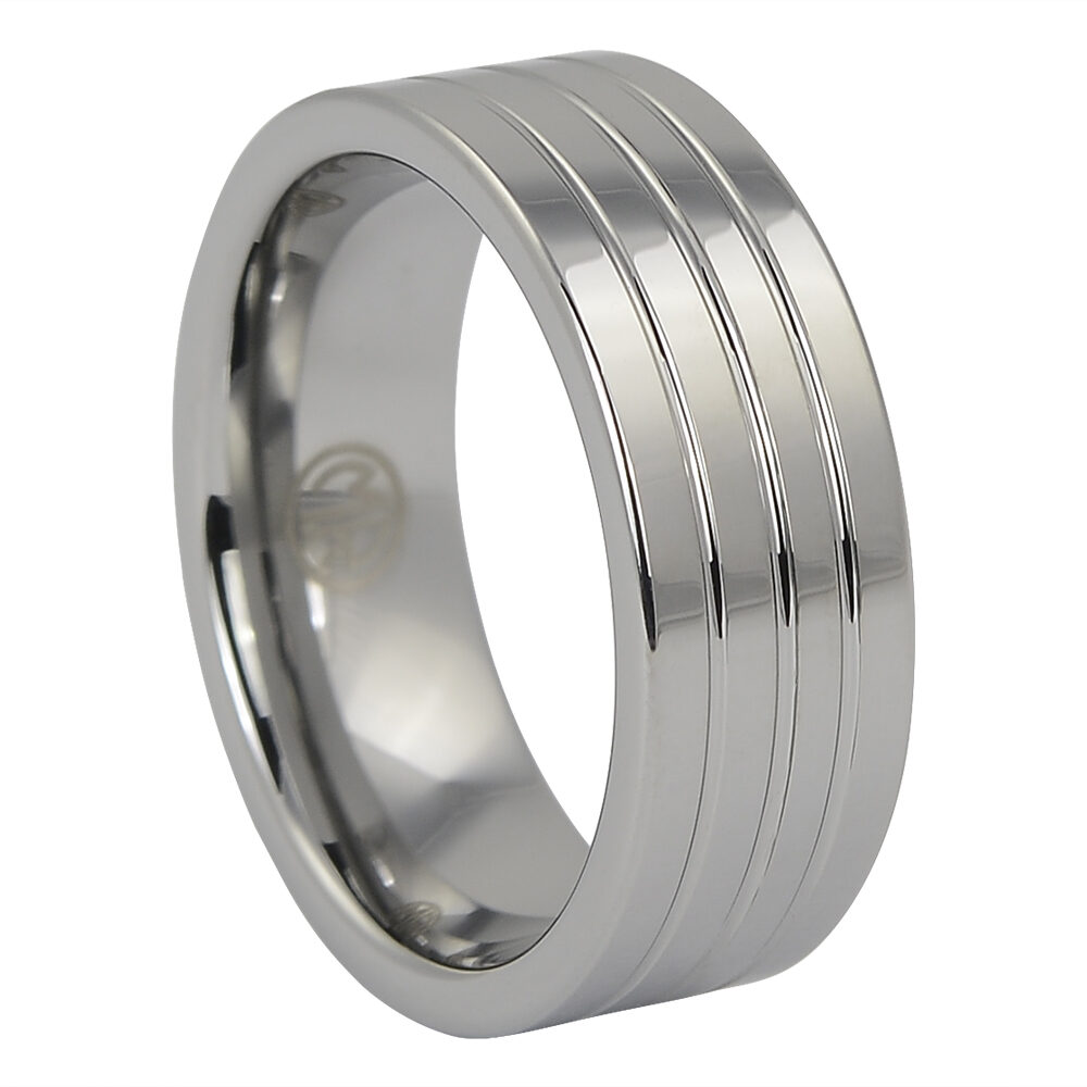 FTR 041 Wide Triple Grooved Tungsten Ring