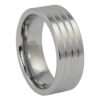 Bold Polished Tungsten Men’s Ring with Triple Groove Design