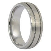 FTR 045 Tungsten Mens Ring With Twin Grooves