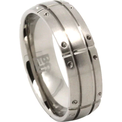 Grooved Titanium 7mm Mens Ring