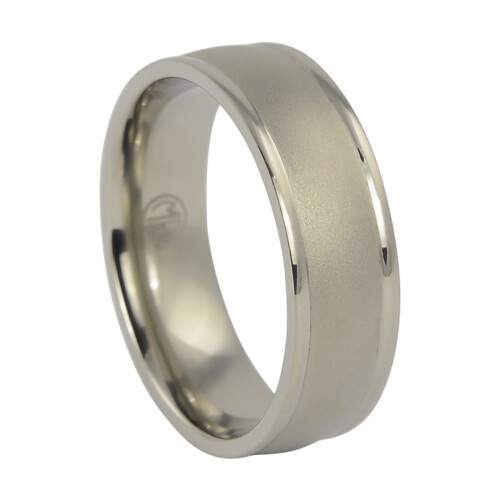 ITR 080 Titanium Mens Ring with Stone Brushed Finish