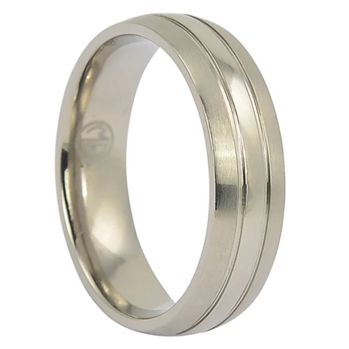 Classic Two-Tone Titanium 6mm Wedding Band