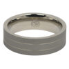 Strength and Sophistication Dark Matte Finish Twin Groove Mens Titanium Ring