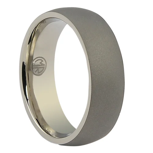 Sleek & Sophisticated Titanium Men's Ring with Dark Matte Domed Band