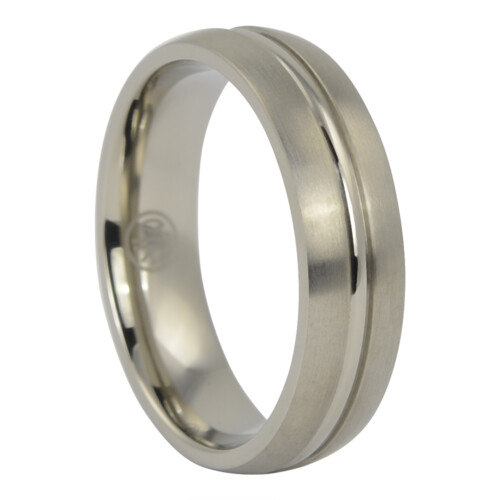 ITR 097 Brushed Titanium Wedding Ring with Raised Centerline