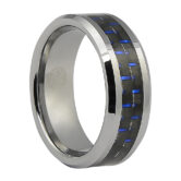FTR 050 Carbon Fibre Tungsten Ring with Blue Highlights 1