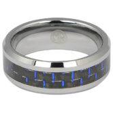 FTR 050 Carbon Fibre Tungsten Ring with Blue Highlights 2 1