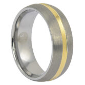 FTR 051 Tungsten Dome Mens Wedding Ring With Gold