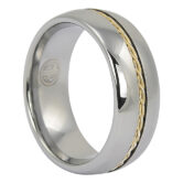 FTR 055 Mens Wedding Tungsten Ring with Plated Rope Inlay