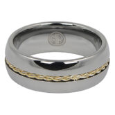 FTR 055 Mens Wedding Tungsten Ring with Plated Rope Inlay 2