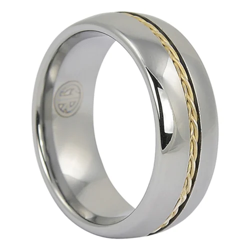 Timeless Elegance High Polished Dome Tungsten Band with Rope Inlay