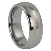 FTR-057-Dome-Polished-Tungsten-Ring-with-Brushed-Center-Line-Accents-video