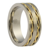 ITR 100 Wide Titanium Wedding Band with Gold Chain Inlay 1