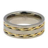 ITR 100 Wide Titanium Wedding Band with Gold Chain Inlay 2 1