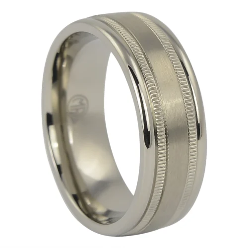 Titanium Milgrain 8mm Mens Wedding Ring