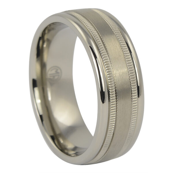 Titanium Milgrain Mens Wedding Ring