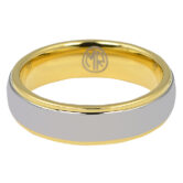 FTR 060 Polished Tungsten Ring with Gold Step Edge 2 1