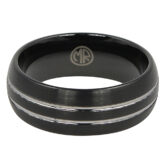FTR 062 Black Brushed Tungsten Ring With Twin Grooves 2