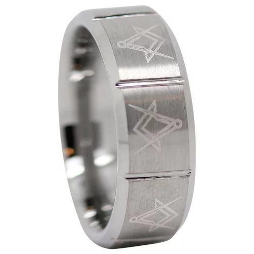Tungsten Carbide Ring with Traditional Masonic Design