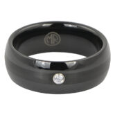 FTR 073 Black Tungsten Ring With Single Stone 2