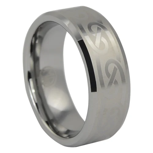 Elegant and Understated Subtle Celtic Design Tungsten Ring