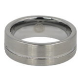 FTR 076 Brushed Tungsten Mens Ring With Offset Groove 2