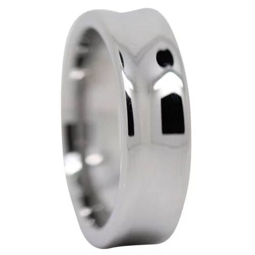 Unique Polished Concave Tungsten Wedding Ring