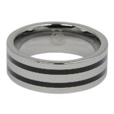 FTR 082 Polished Tungsten Ring With Twin Black Stripes 2
