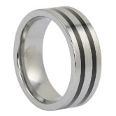 FTR-082-Polished-Tungsten-Ring-With-Twin-Black-Stripes-video