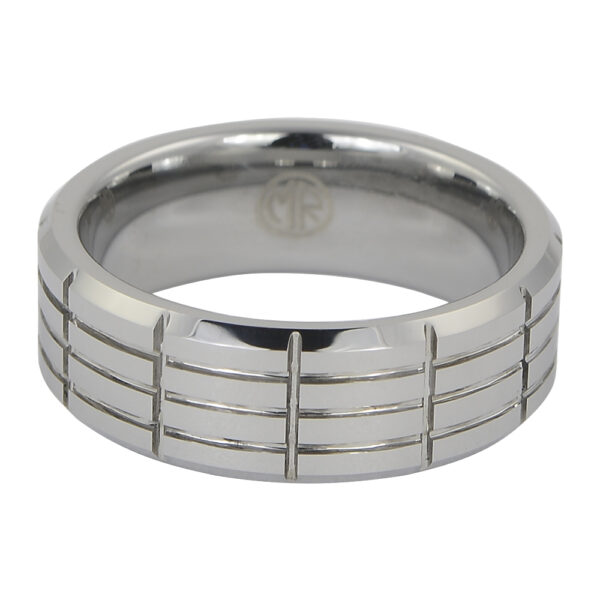Mens Grooved Tungsten Ring-2 Mens Grooved Tungsten Ring-2
