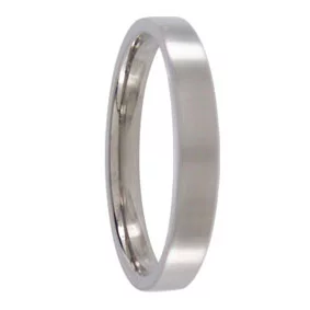 Custom Made 3mm Brushed Flat Titanium Mens Wedding Ring