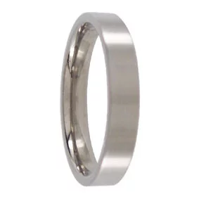 Custom Made 4mm Brushed Flat Titanium Mens Wedding Ring