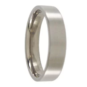 Custom Made 5mm Brushed Flat Titanium Mens Wedding Band