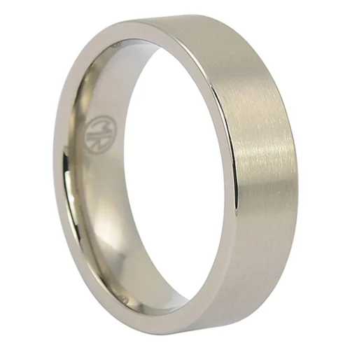 Custom Made 6mm Brushed Flat Titanium Mens Wedding Ring