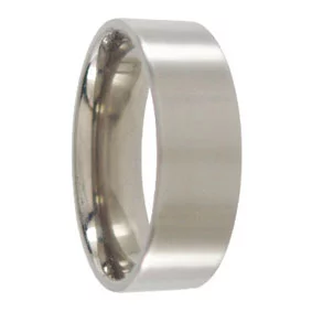 Custom Made 7mm Brushed Flat Titanium Mens Wedding Band