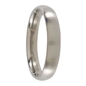Custom 4mm Brushed Half Round Titanium Mens Wedding Band